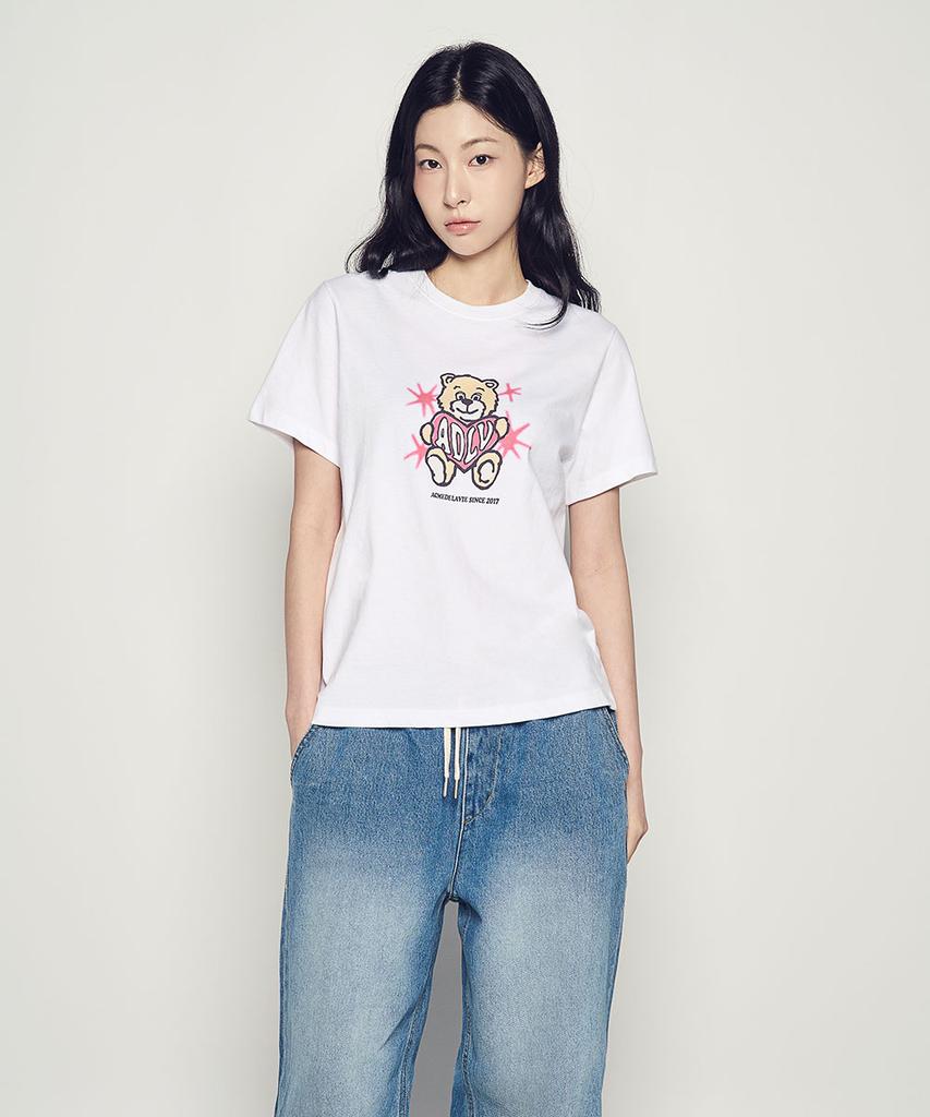 ACME DE LA VIE Woman Ac Bear Heart Short Sleeve T-Shirt (3 Color)