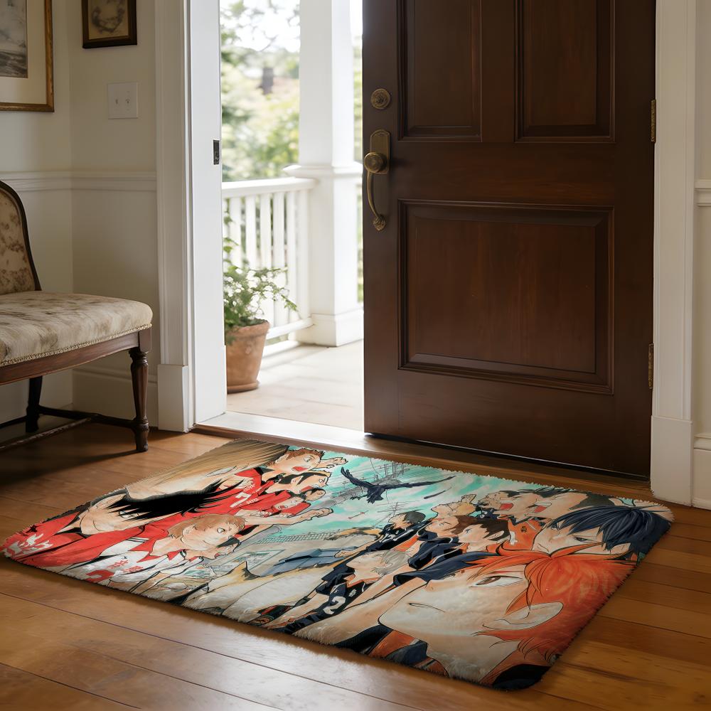 Hotblooded Anime HHaikyuu Floor Mat Soft Flannel Absorbent Mat Non-Slip Rug Home Bedroom Bathroom