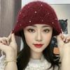 Korean version of fashion pearl headgear ear protection knitted heap hat winter handmade thickened warm mother wool hat women