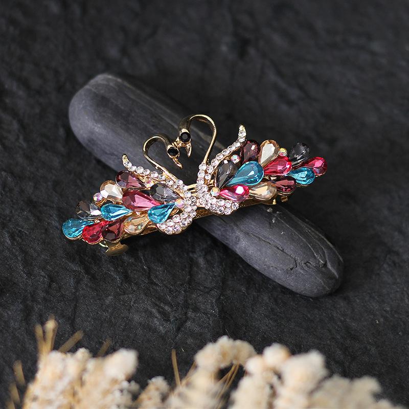 Half-Tie Hairpin, Ponytail Clip, Hair Accessories, Top Clip, Spring Clip, Rhinestone Crystal Glass, Swan Hairpin Temperament, Adult Headgear.