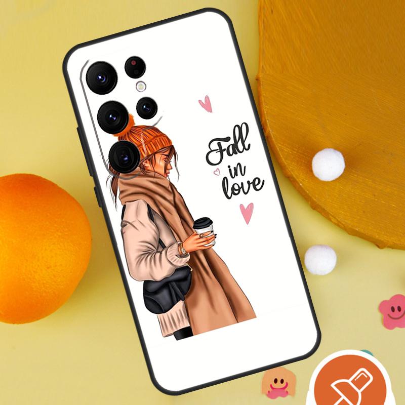 Princess Female Boss Coffee Case For Samsung Galaxy S25 Ultra S24 S23 S22 S21 Ultra S9 S10 S20 Plus S24 FE Funda Cover