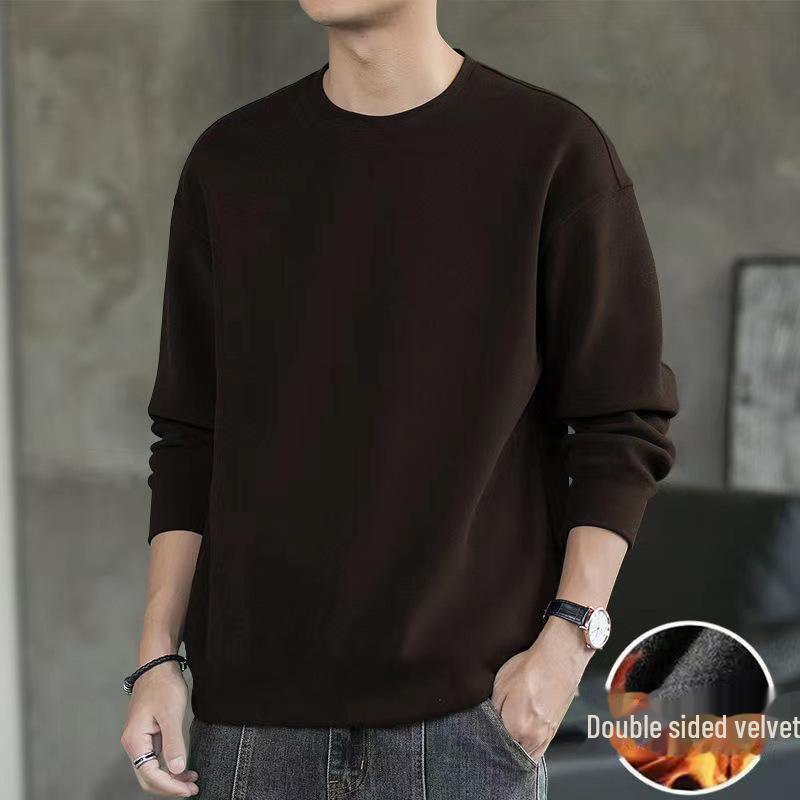 

«Мужская двухсторонняя теплая футболка из немецкого бархата с длинным рукавом» M кофейный