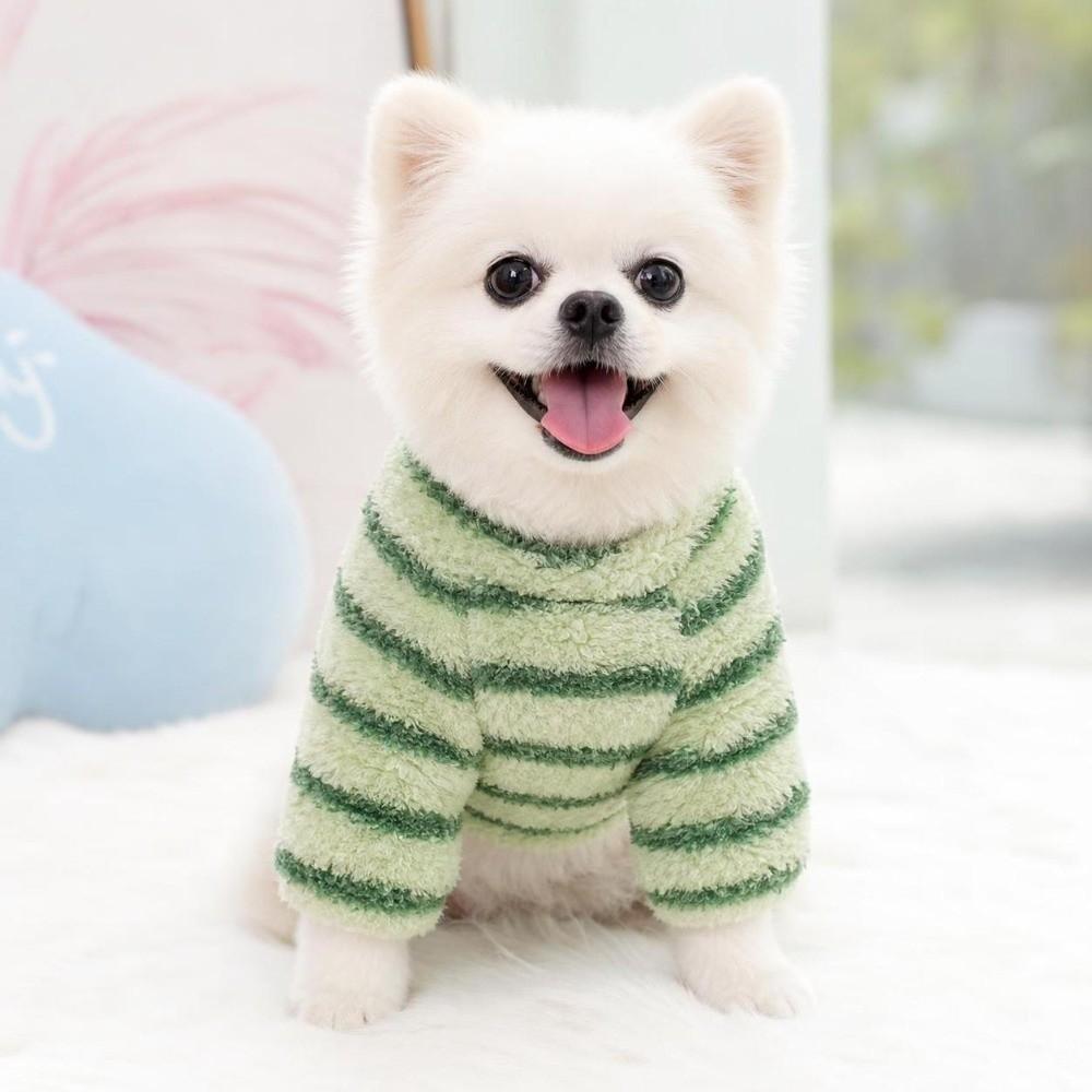 Winter Dog Hiking Jacket Stripes Dog Bodysuit Fashion Plush Dogs Coat for Small Medium Dog