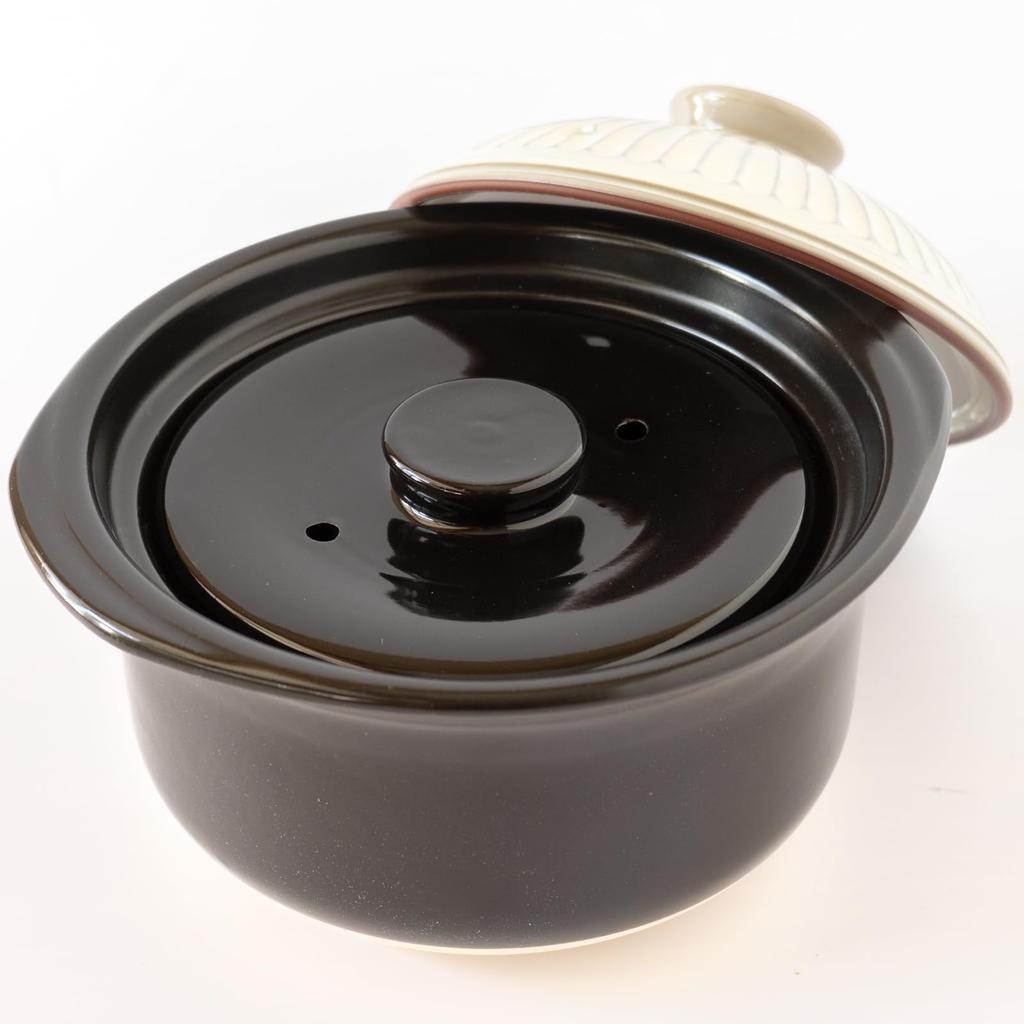 [2025 Authentic Product] Ginpo Touki Banko Ware Ginpo Chrysanthemum Rice Cooker, 2-cup capacity, "Double Lid," Earthenware Rice Cooker, Suitable for D