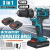 288VF 3 In 1 350 Nm 1/2" Hammer Drill With Drill Kit+Screwdriver Power Tool Rechargeable Cordless Drill Brushless Impact Driver