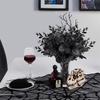 16 Forks Black Artificial Rattan Eucalyptus Leaves Fake Flowers Bouquet for Home Room Decor Thanksgiving Halloween Decoration