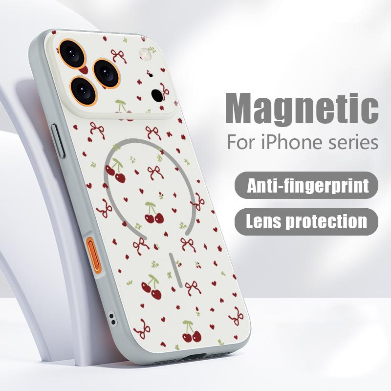 Watermelon Cherry Fruits Pattern Case For iPhone 17 Pro Max Magnetic For Magsafe Hybrid Slim Matte Cover For iPhone 16 15 14 13 Pro Max