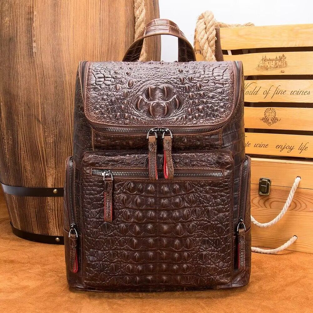 2026 new fashion crocodile leather men's backpack men's bagpack casual fashionable cowhide travel backpack for man real cow skin