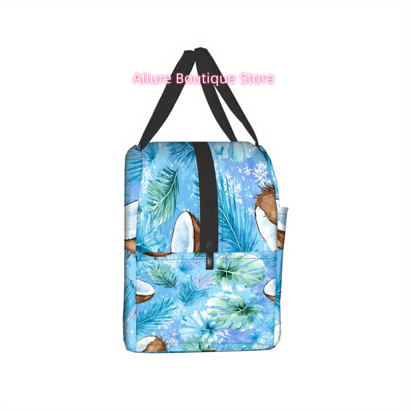 1pc 2D Printing Tropical Leaves And Coconuts Pattern Universal Work Lunch Bags for Both Men And Women - Small-Sized Adult Lunch