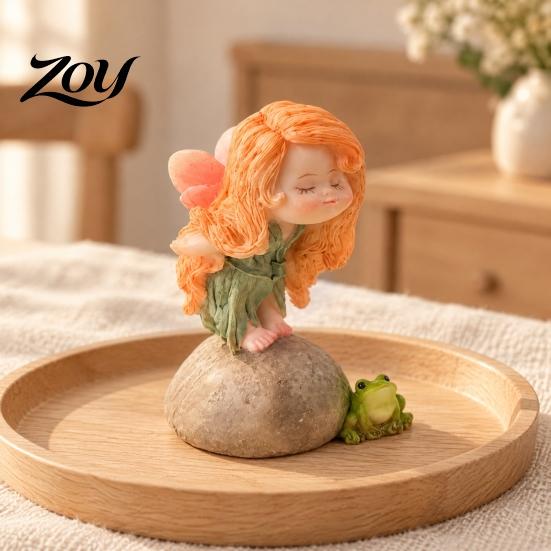 Miniature Flower Elf Figurines Cute Forest Fairy Resin Figurine, Mini Statue for Desktop Decorations Desktop, Car Dashboard, Potted Plant Micro