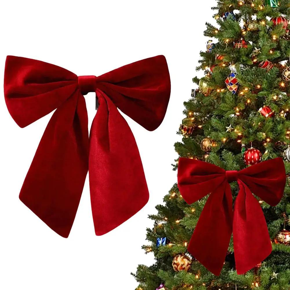 Ribbon Bows Christmas Tree Velvet Bows Red Christmas Ribbon Bows For Xmas Home Decor Tree Wreaths Gift DIY Festive Winter S4D5