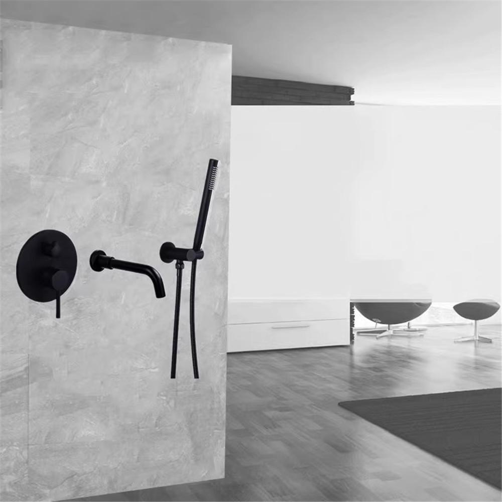 Brushed Rose Gold Bathroom Bathtub Mixer Set Hot and Cold Brushed Gold Bath Shower Faucet Wall Mounted Bathtub Shower Faucet Set