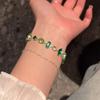 Sparkling Colorful Zircon Crystal Bracelet for Women Polished Metal Chain Lightweight Wrist Jewelry for Casual Party Wear