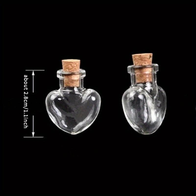 50/100 Stück Mini-Herz-Glasflaschen mit Stopfen 2 ml Oval Herzförmig Transparente Probenaufbewahrungsbehälter Heimdekoration