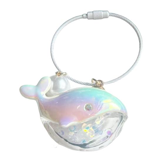 1/2/3Pcs Key Chain Faux Pearl Whale Shape Charm Keychain with Bangle Bags Backpacks Key Holder Decorative Bag Accessory