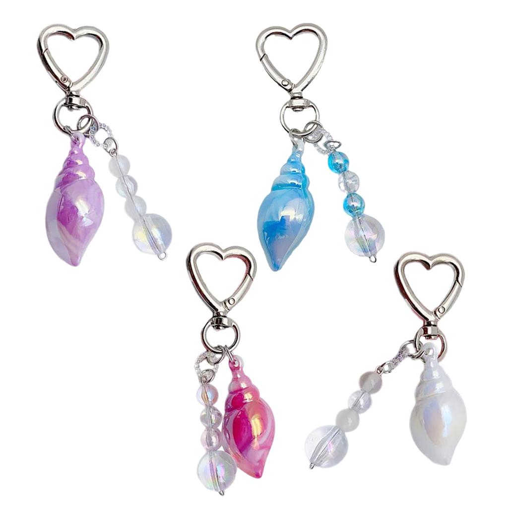 Cute Colorful Bead Conch Keychain Pendant Fashionable and Practical Keyring Key Charm for Backpack Bag Decoration