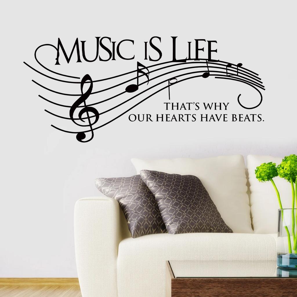 Music Score English Art Wall Stickers Removable for Bedroom Living Room Decoration Wall Decals