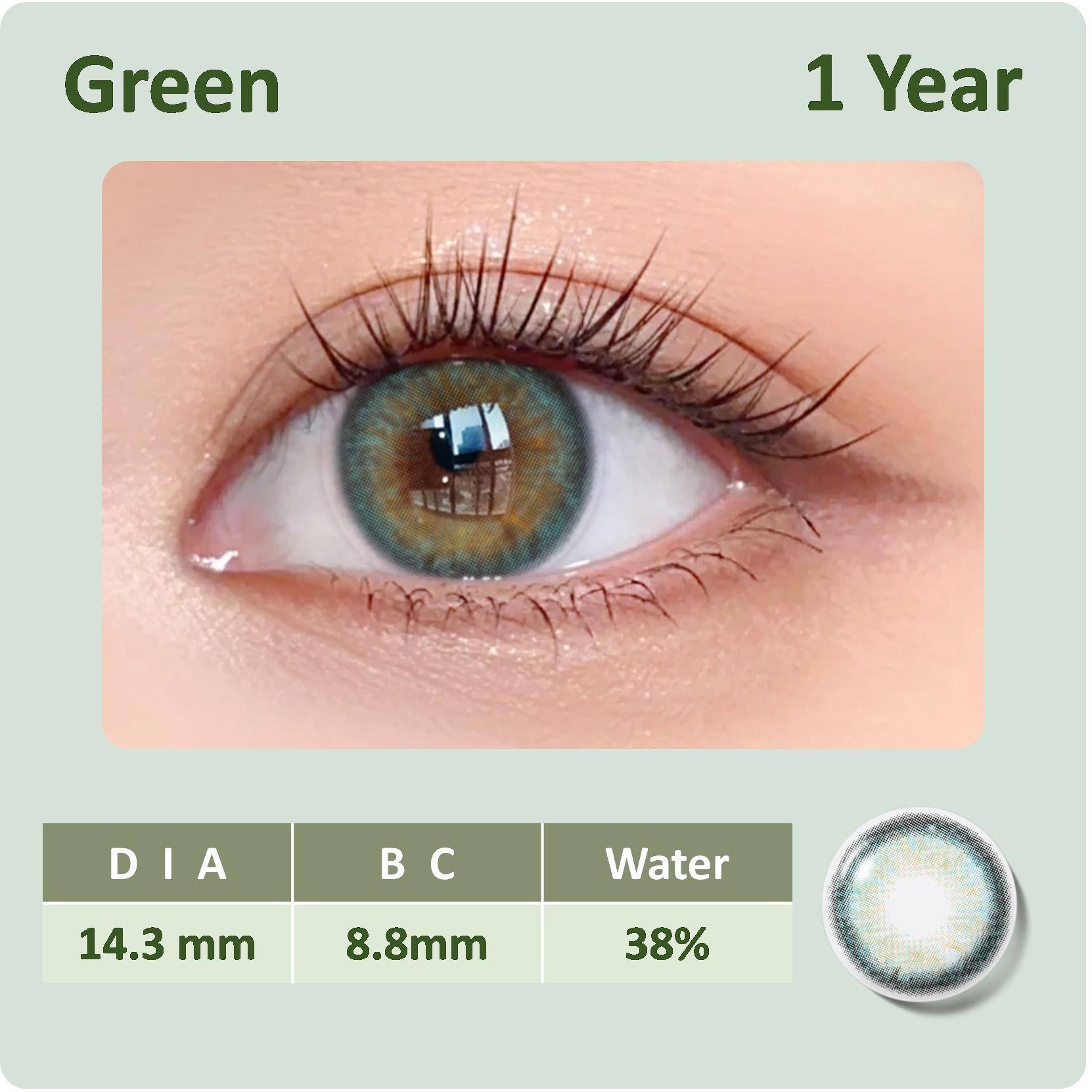 

Сине-зеленый цвет 14,2 мм Модные мягкие косметические цветные контактные линзы для женщин 0 зелёный