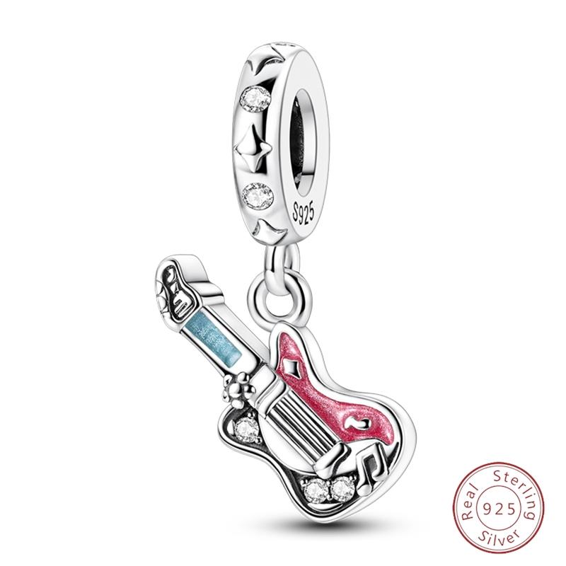 S925 Silver Bee Bear Easter Egg Guitar Jesus Saint Mary Charms Beads Fit 3mm Bracelets DIY Fine Jewelry Making