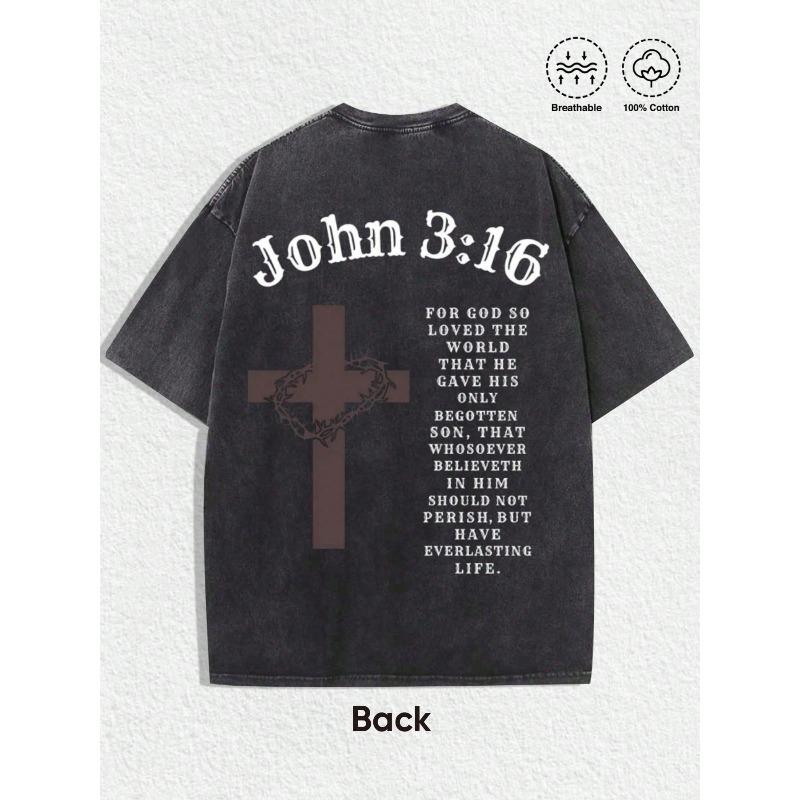 Europäische Größe Vintage Print Baumwoll-T-Shirt Used Washed Retro Streetwear mit Designs, Lockere Passform für Freizeitbekleidung Herren-T-Shirts