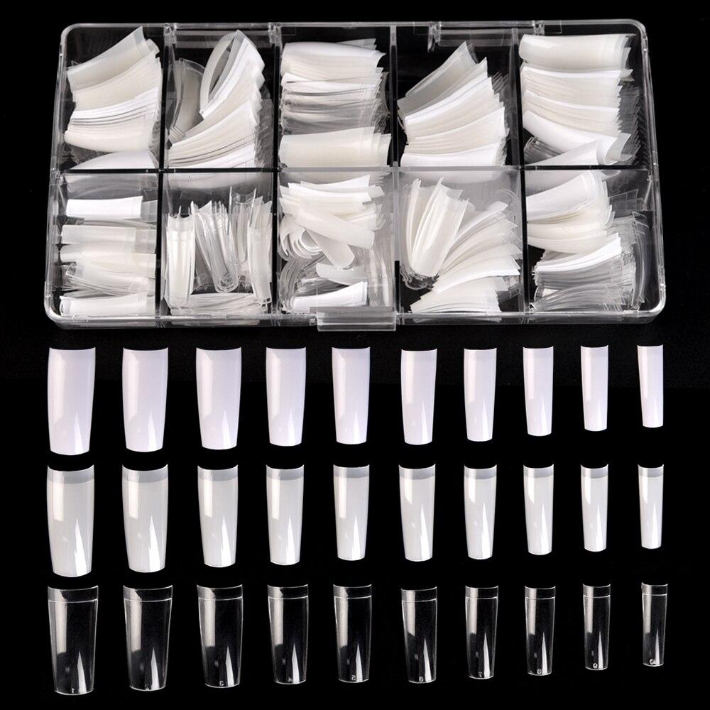 kads 500pcs French Acrylic Nail Tips 3 Colors/Box Fake Nails Clear Half Cover Artificial False Nails Half Tips Box DIY Nail Art