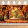 2D Family Photo Booth Backdrop with Warm Autumn Landscape