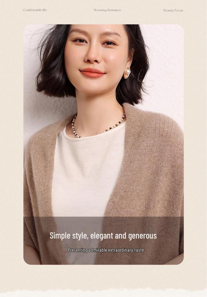 2024 Autumn/Winter Women's Pure Wool Shawl Cardigan - Knit Sleeveless Warm Cape