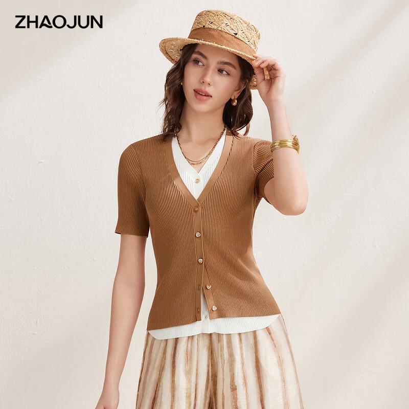 Women s Silk Blend Faux Two-Piece Knit Cardigan 2XL