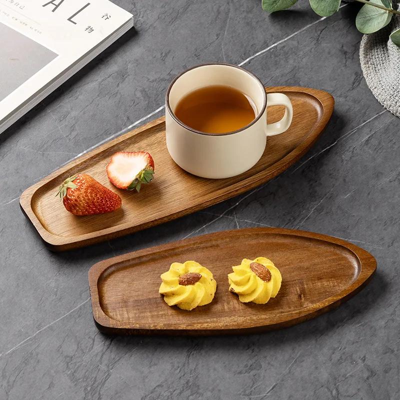 Creative Wooden Serving Tray - Multi-Functional Coffee Coaster & Plate, for Coffee Shops, Kitchens & Homes, Fruits & Snacks