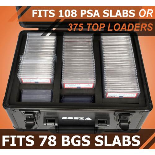 PREZA Graded Card Storage Box - Premium Slab Case Storage Holder for Graded Trading Cards (Black)