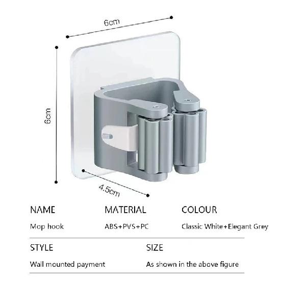 Mop Holder Self-adhesive Broom Stand Wall Mounted Mop Support Sweeping Brush Hook Storage Organizer Bathroom Kitchen Accessories