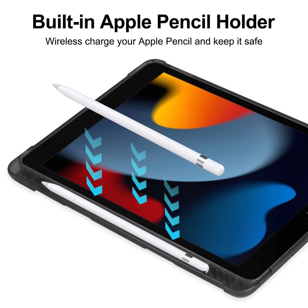 For iPad 10.2 (2021)/(2019)/(2020) Case Tri-Fold Stand Leather Tablet Cover with Pencil Holder