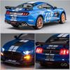 Brinquedo modelo de carro fundido Mustang Shelby GT500 em escala 1/24, veículo de brinquedo retrátil com som e luz para crianças, meninos, meninas, coleção de presentes
