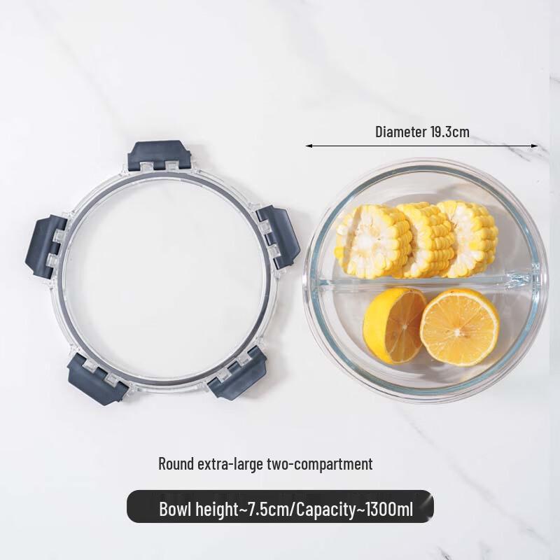 ZISIZ Glass Lunch Box with Two Compartments