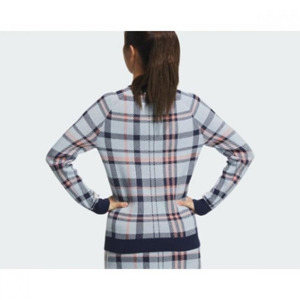 Adidas Golf 23 Years Fw Women Golf Jacquard Long Sleeve Pullover Sweater Navy