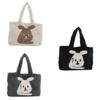 Wholesale Fashion Street Style Large Capacity Plush Tote Bag Women Winter Bunny Embroidery Shoulder Bag