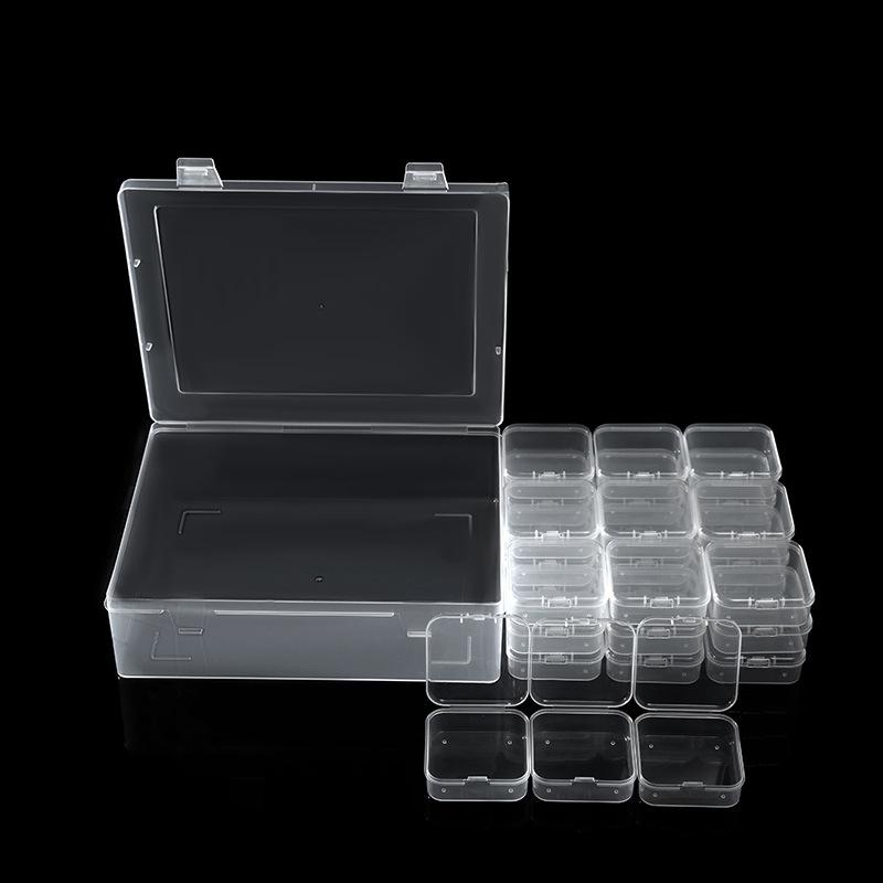 Set Box (30) Transparent Storage Box Handmade Rice Beads Diamond Painting Sealed Storage Box Independent Grid Plastic Box