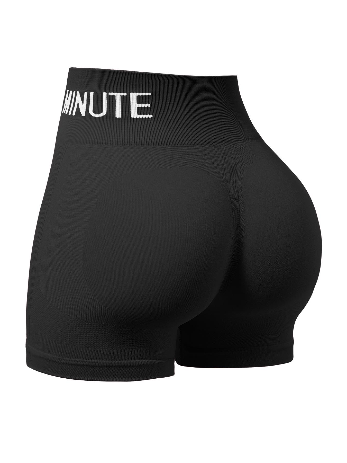 European-American Seamless High-Rise Three-Quarter Fitness Shorts with Butt Lifting Effect L чёрный