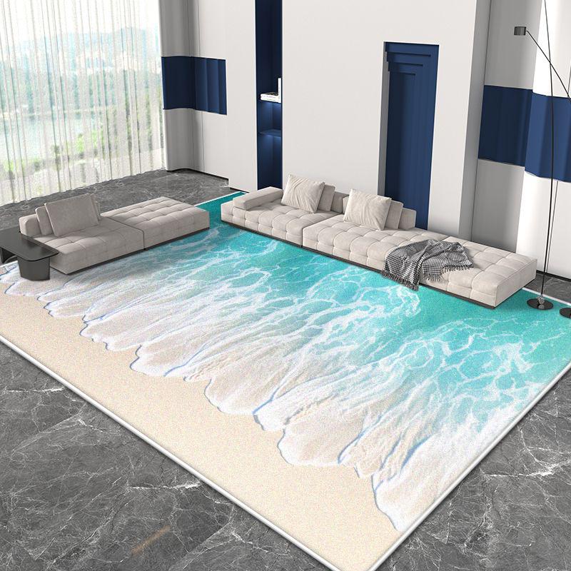 3D Beach Pattern Decor Home Carpet Living Room Big Size Non-slip Gaming Room Decoration Rug Soft Easy Cleaning Sofa Table Mat