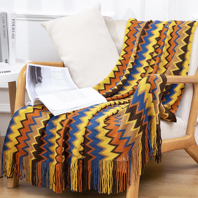 Bohemian Tassel Knit Office Sofa & Bed Throw Blanket