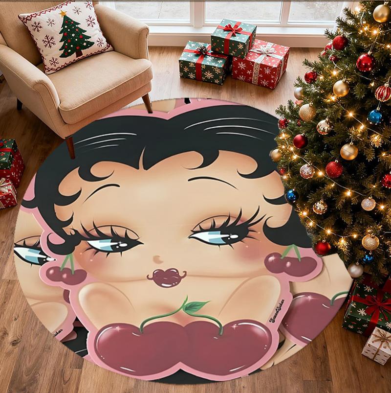 Betty Boop Pattern Round Rug, Indoor/Outdoor Mat, for Picnic, Gameroom, Bedroom, Office, Living Room, Home Decor Carpet, Birthday Gift
