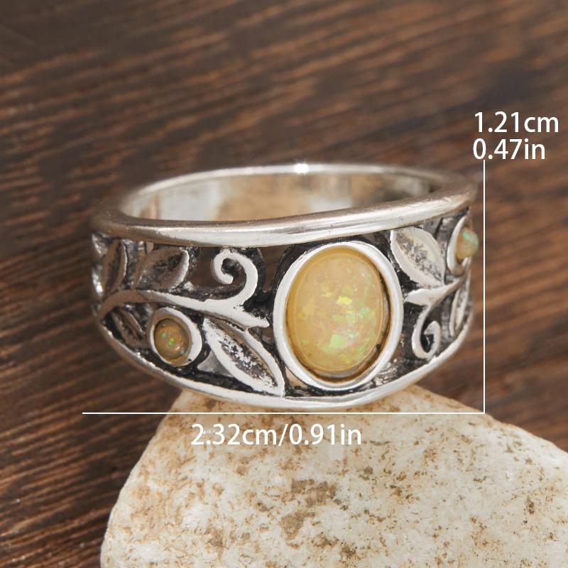Bohemian Personalized Design Openwork Floral Geometric Ring Women'S Retro Ethnic Style Festival Jewelry Accessories