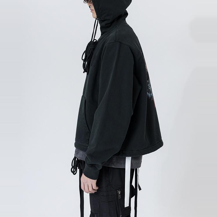 WE11DONE Horror Movie Zip-Up Hoodie Black Unisex Tops WD-TH9-20-140-U-KK