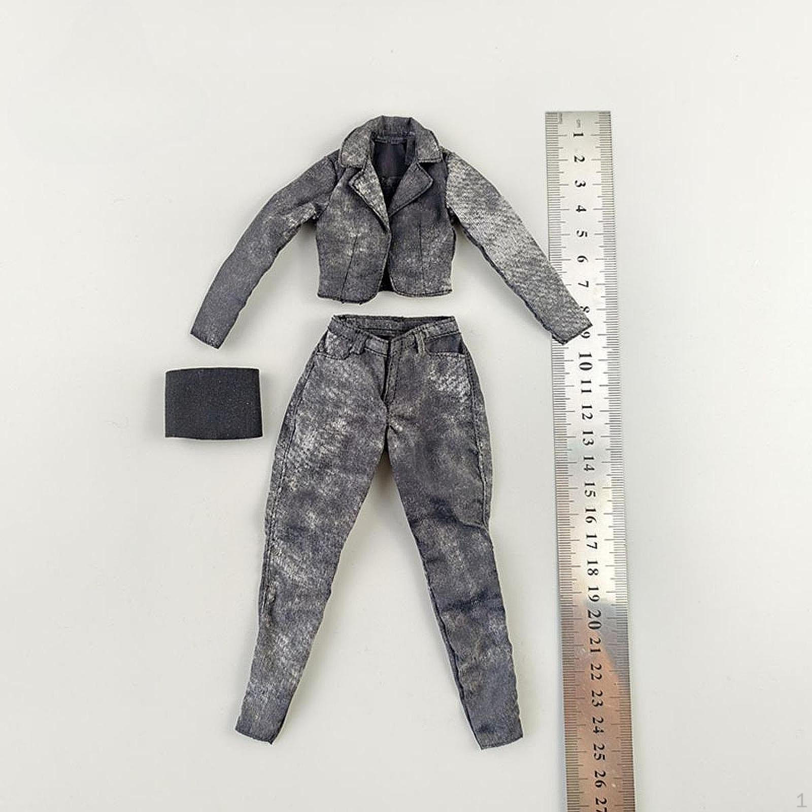 

Масштаб 1/6: короткая куртка, рабочие брюки и топ для кукол, модная, удобная, портативная Black Gray