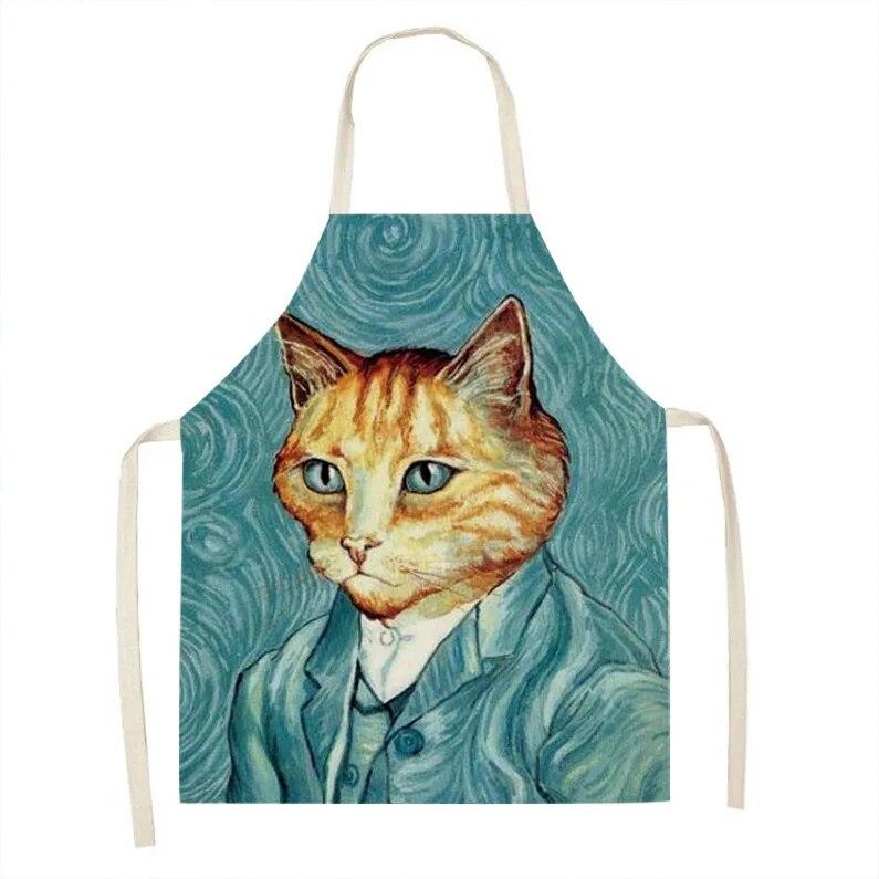 1 kus vintage umělecká olejomalba tištěná zástěra kuchyňská vaření pečení zástěra domácí čisticí doplňky unisex