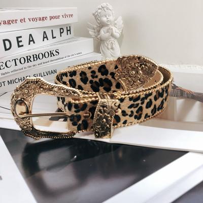 Subculture Men'S And Women'S Leopard Print Spice Girls Belt Women'S Hair Soft Face Belt Premium Retro Personality Decoration Millennium Style
