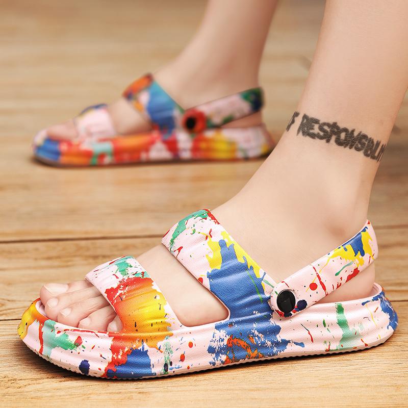 Summer Holiday Printing Soft Women Slippers Vacation Travel Beach Sandals Pillow Platform Home Slippers Comfortable Pattern Clog