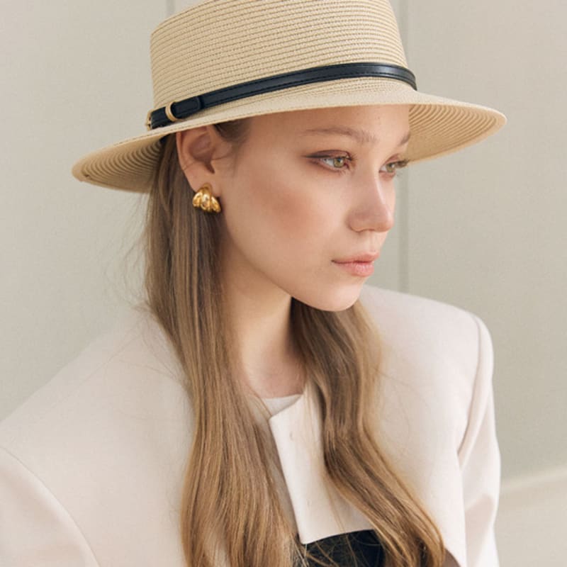 

ACCLET Раттановая шляпа панама с широкими полями и плоским верхом H023BE beige