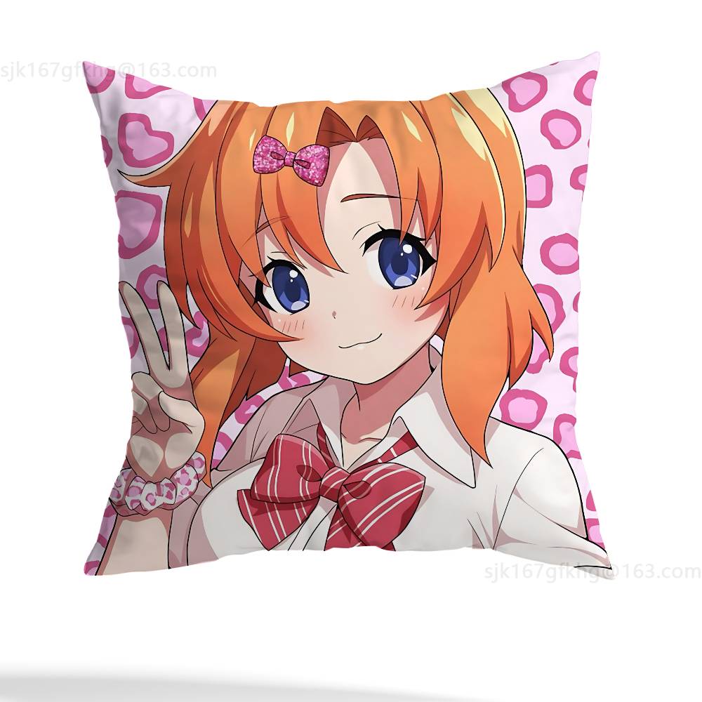 Anime Higurashi  Pillow Case Square Double-Sided Printing Short Plush Sofa Cushion Cover Bedroom Bedside Pillow
