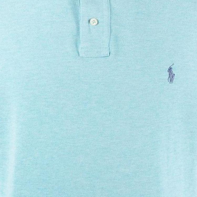 Polo Ralph Lauren Solid Color Logo Embroidered Pullover Short Sleeve Polo Shirt Men tops Light-Blue 710536856-357